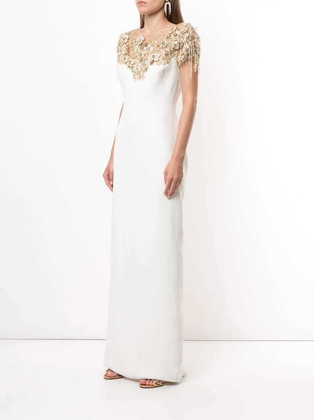 illusion neck-panel gown - 3