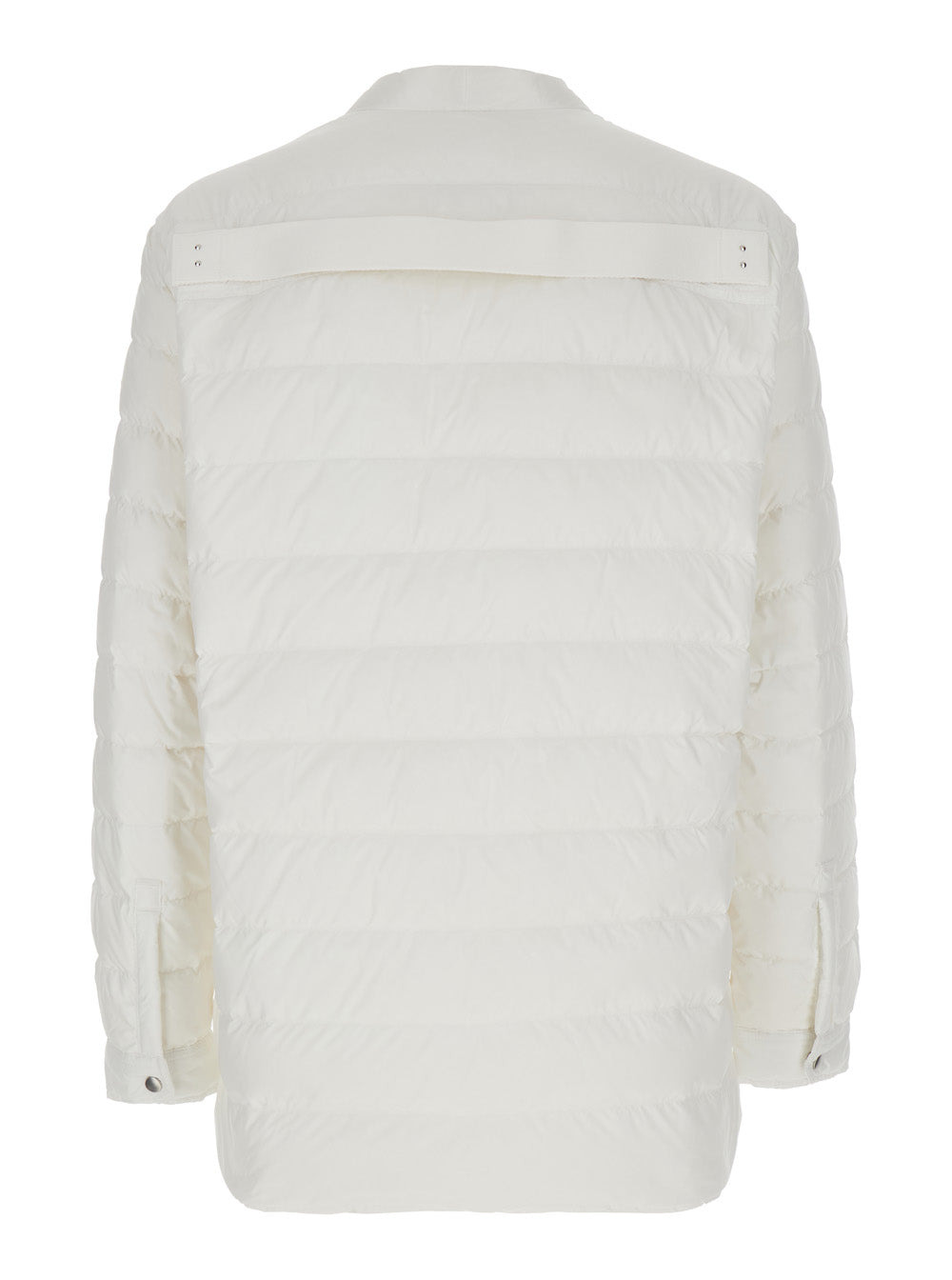 Rick Owens X Moncler Men White Down Jacket With Logo Patch On The Sleeve And Snap Buttons In Tech Fa - 2