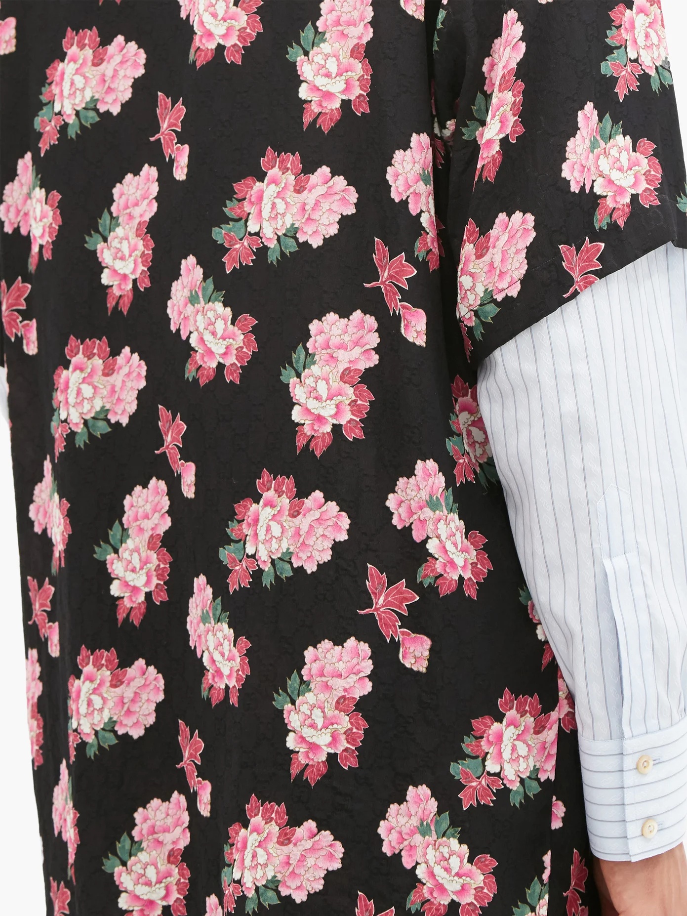 Peony Fantasy camp-collar silk shirt - 4