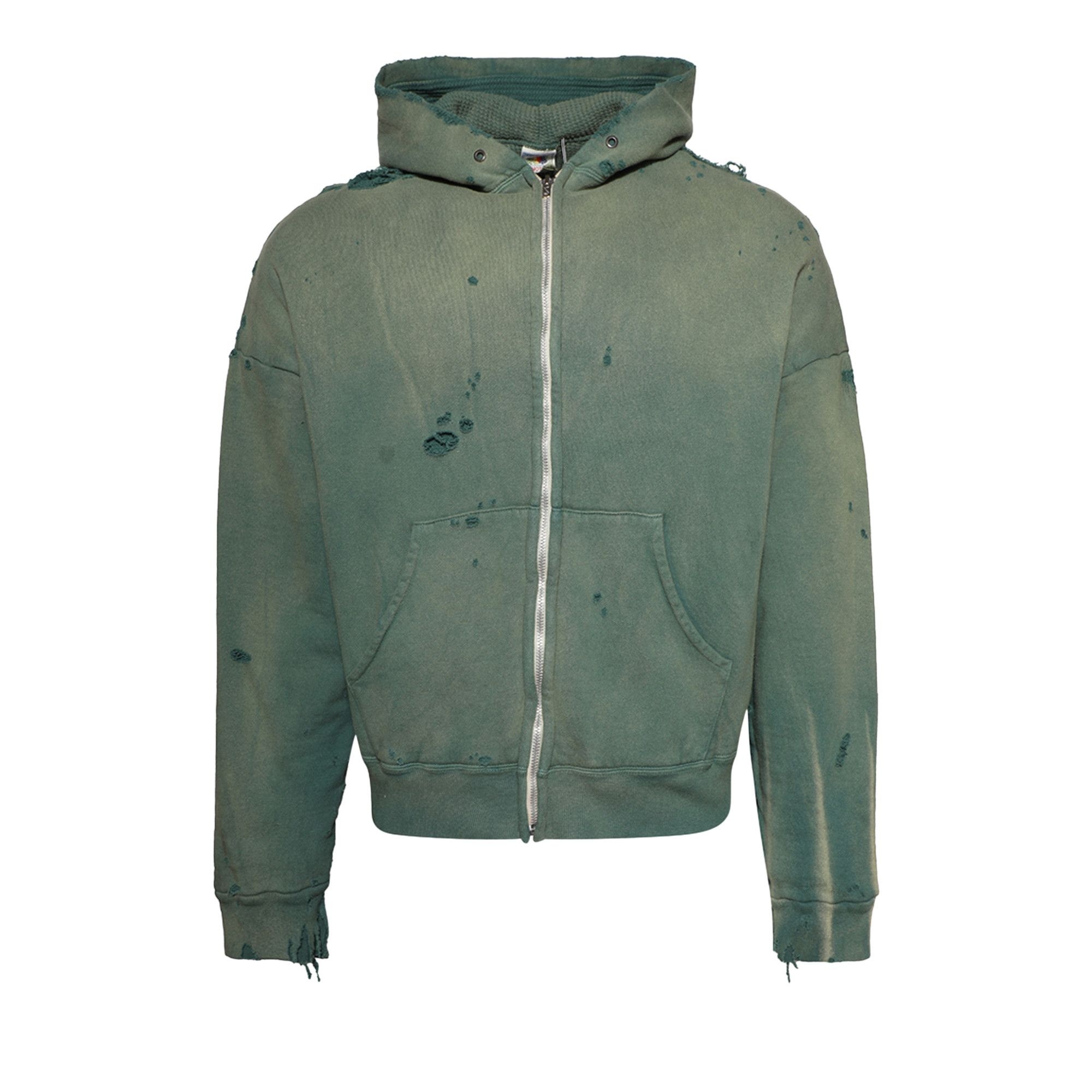 SAINT Mxxxxxx Distressed Zip-Up Hoodie 'Green' - 1