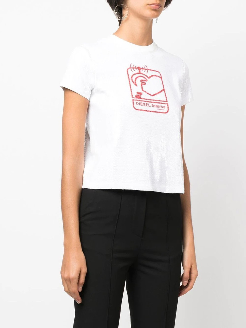 sequin-embellished logo-print T-shirt 3