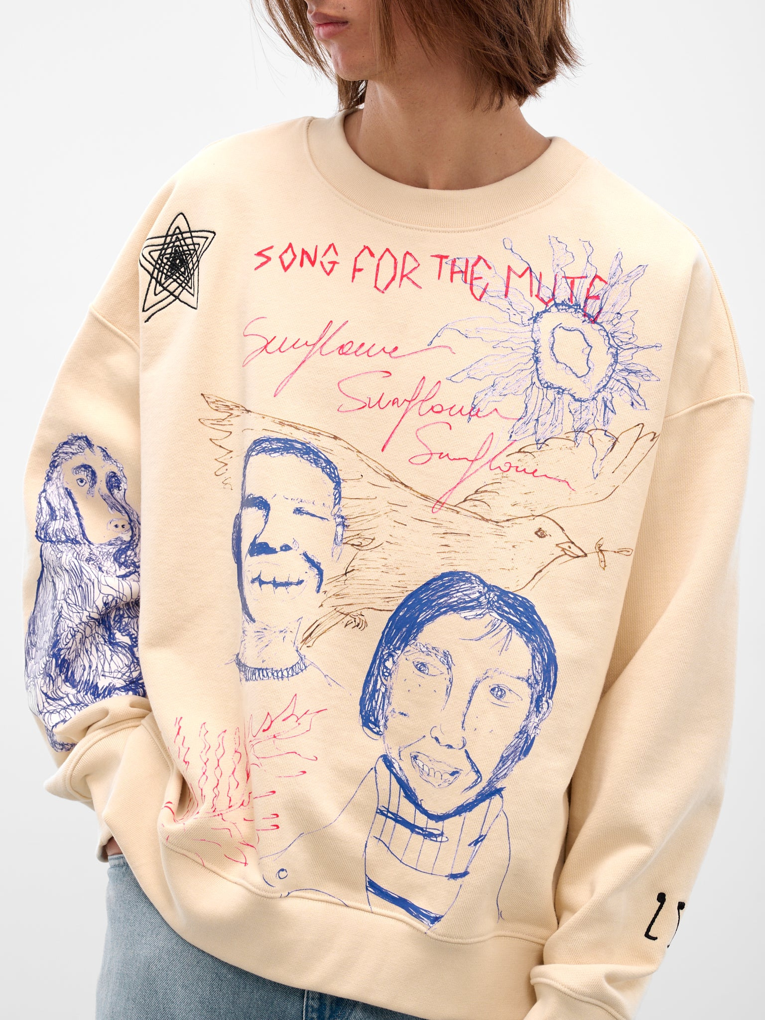 Ivory 'Sketchbook' Graphic Crewneck Pullover - 5