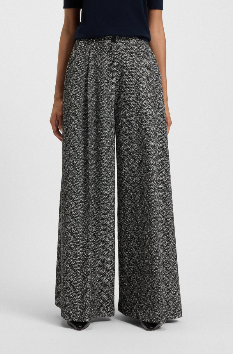 REGULAR-FIT WIDE-LEG TROUSERS IN HERRINGBONE TWEED 2