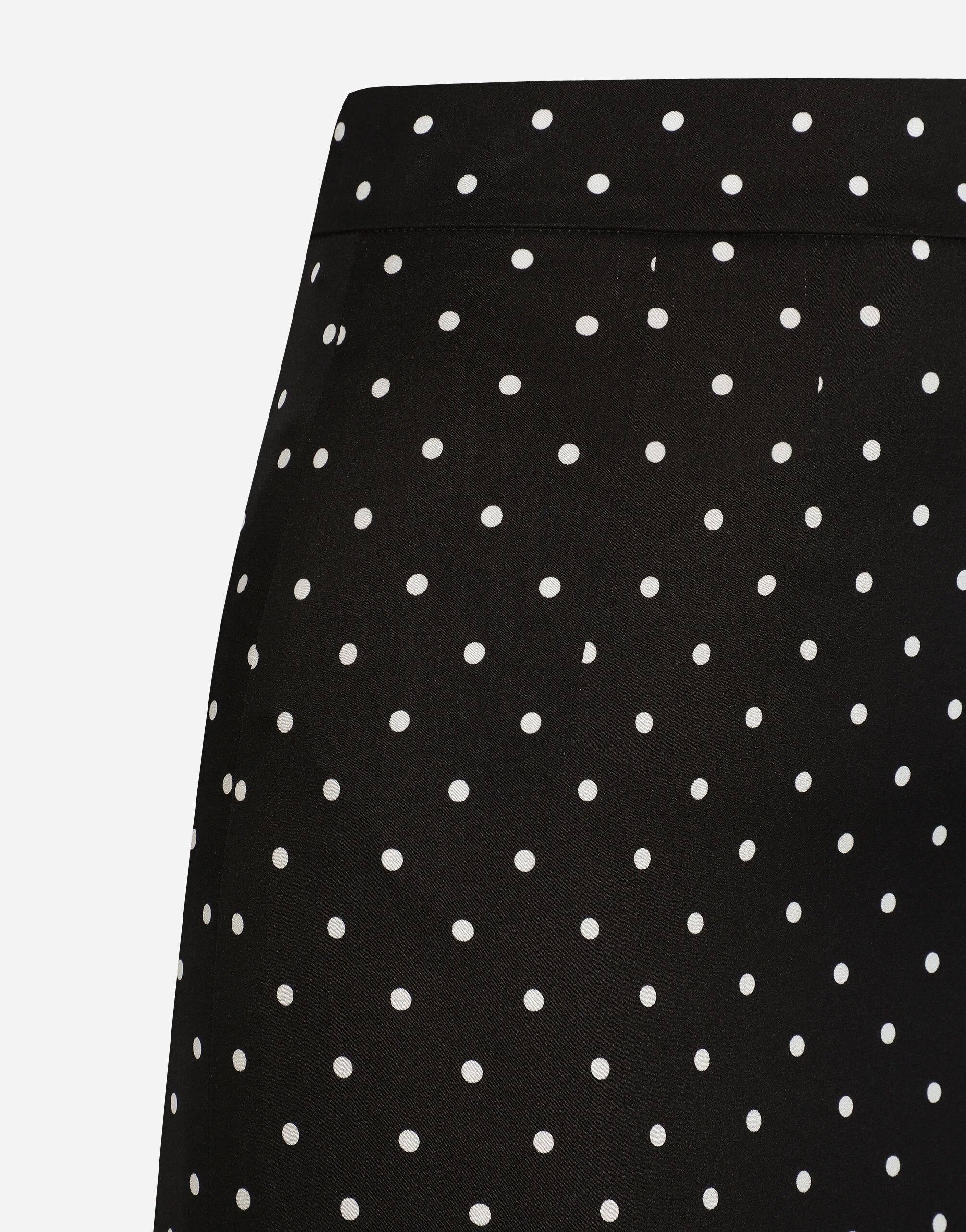Charmeuse calf-length pencil skirt with polka-dot print - 5