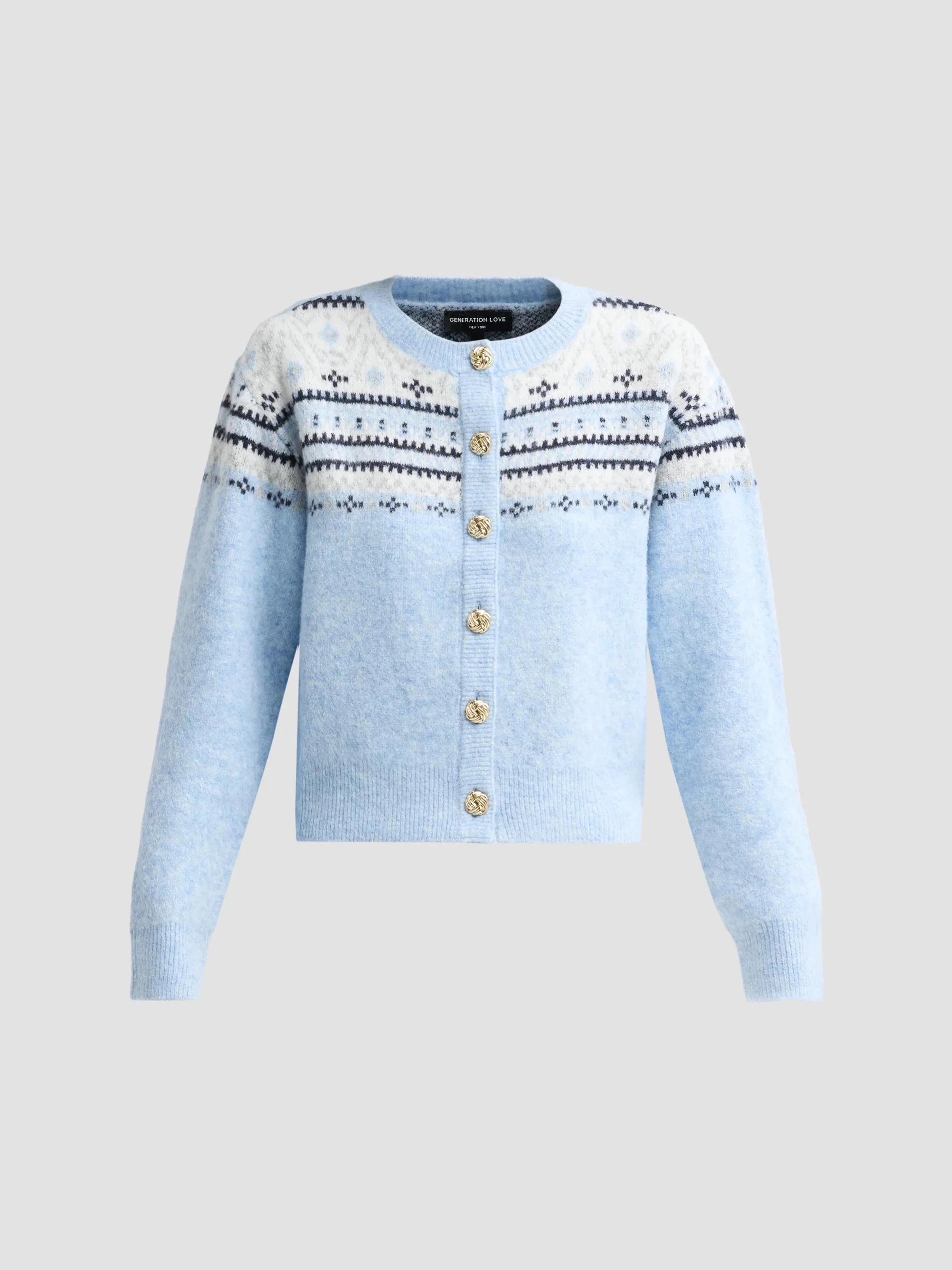 Women's Hilda Fair Isle Cardigan - Light Blue Multi - 1