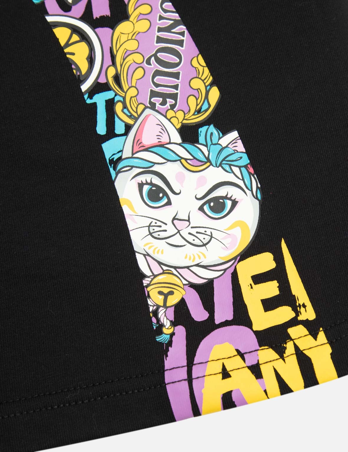 Color-blocking Daruma and Fortune Cat Daicock Print Loose Fit Sweat Shorts - 8