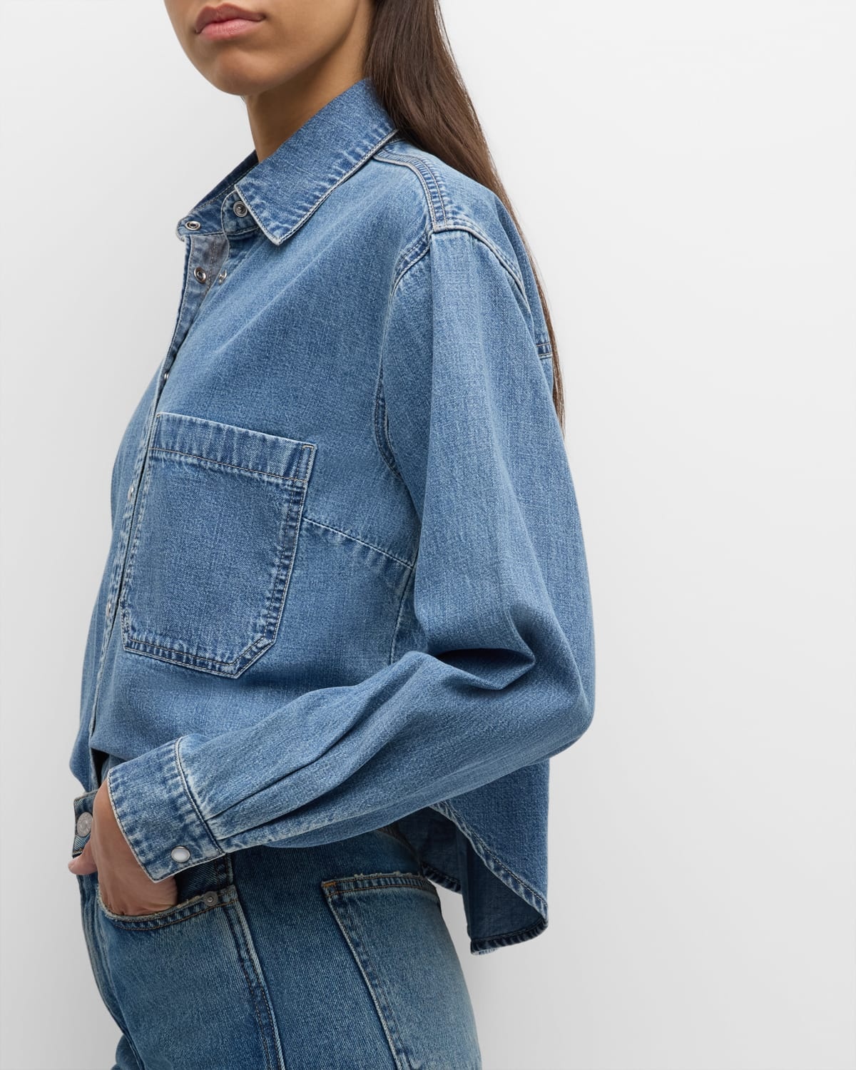 Aderes Snap-Front Denim Top - 7