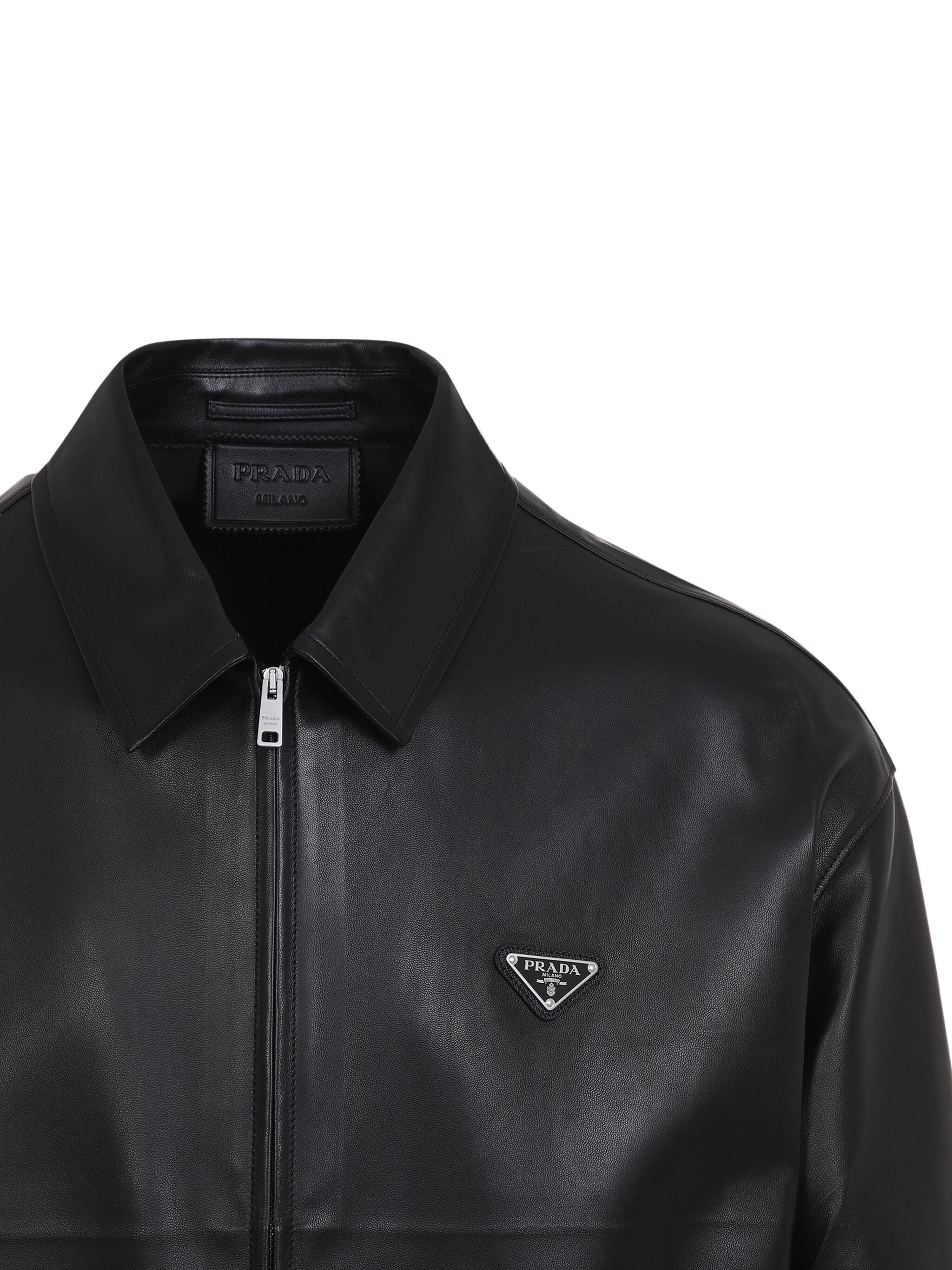 Triangle-logo Leather Jacket - 3