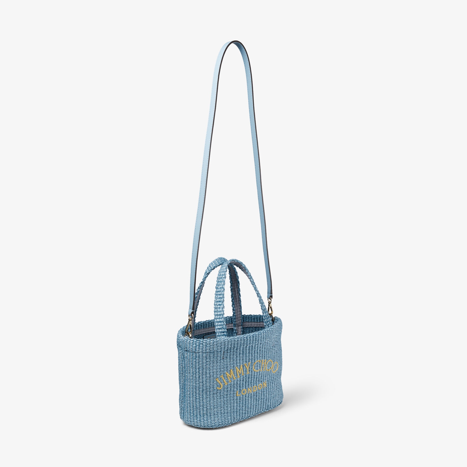 Beach Tote Mini
Smoky Blue Raffia Mini Tote Bag with Jimmy Choo Embroidery - 7