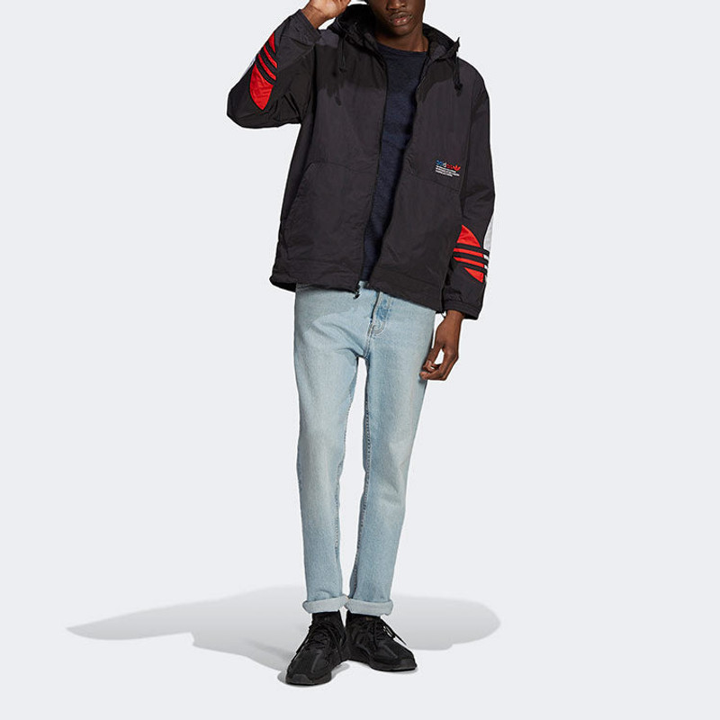 adidas adidas originals MENS Tricol Windbreaker Sports Jacket Black GN3559 outlook