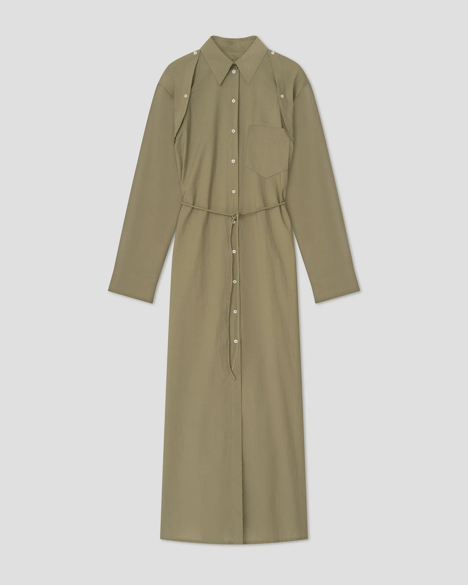 Maxi Shirt Dress With Button Off-Shoulder Detail - 1