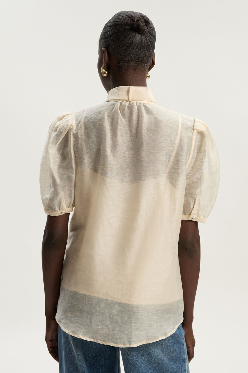Organdie Tie Neck Woven Shirt 5