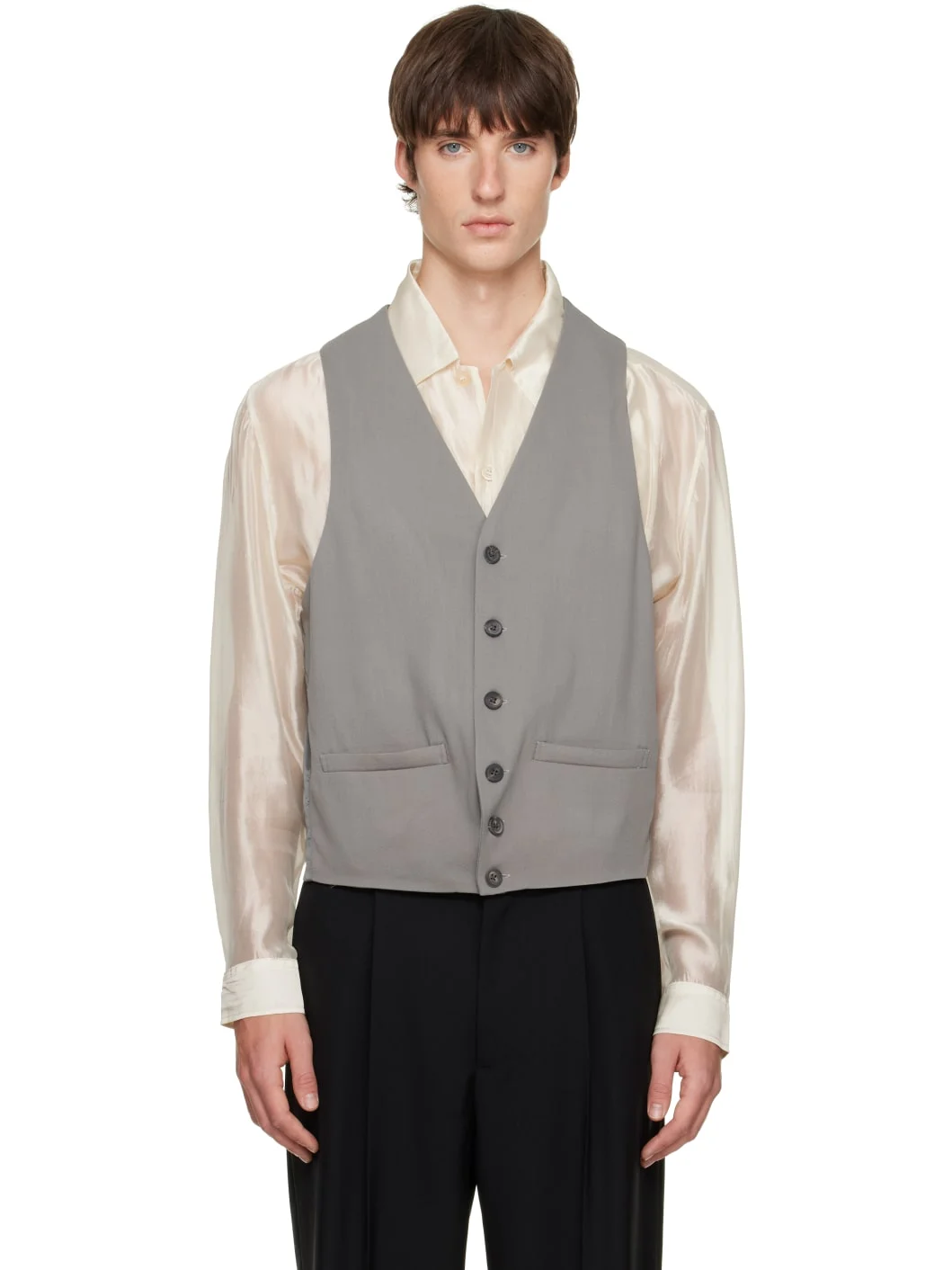 Gray Last Button Vest - 1