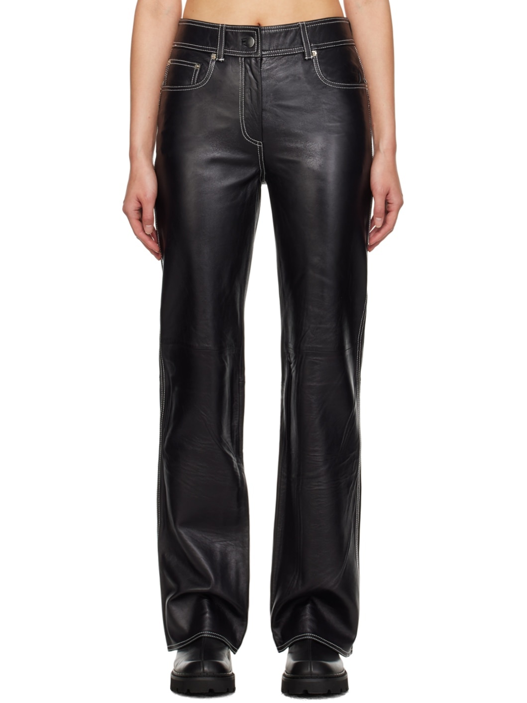 Black Sandy Leather Pants - 1