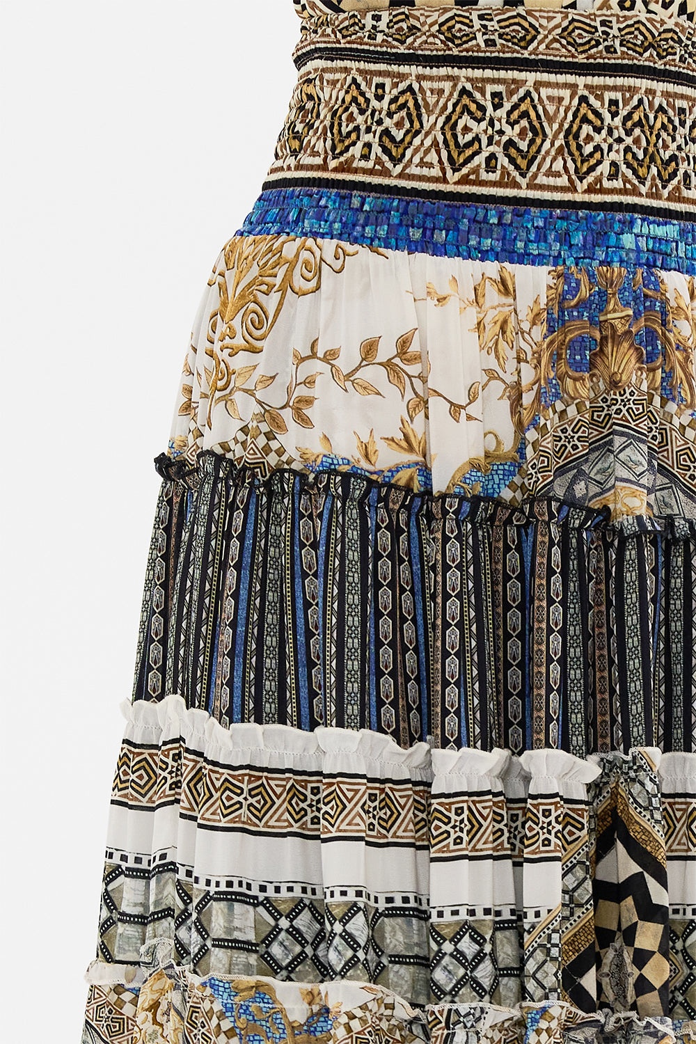 SHIRRED WAIST TIERED CIRCLE SKIRT - 7