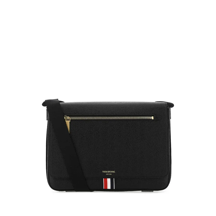 Thom Browne Black Leather Crossbody Bag - 1