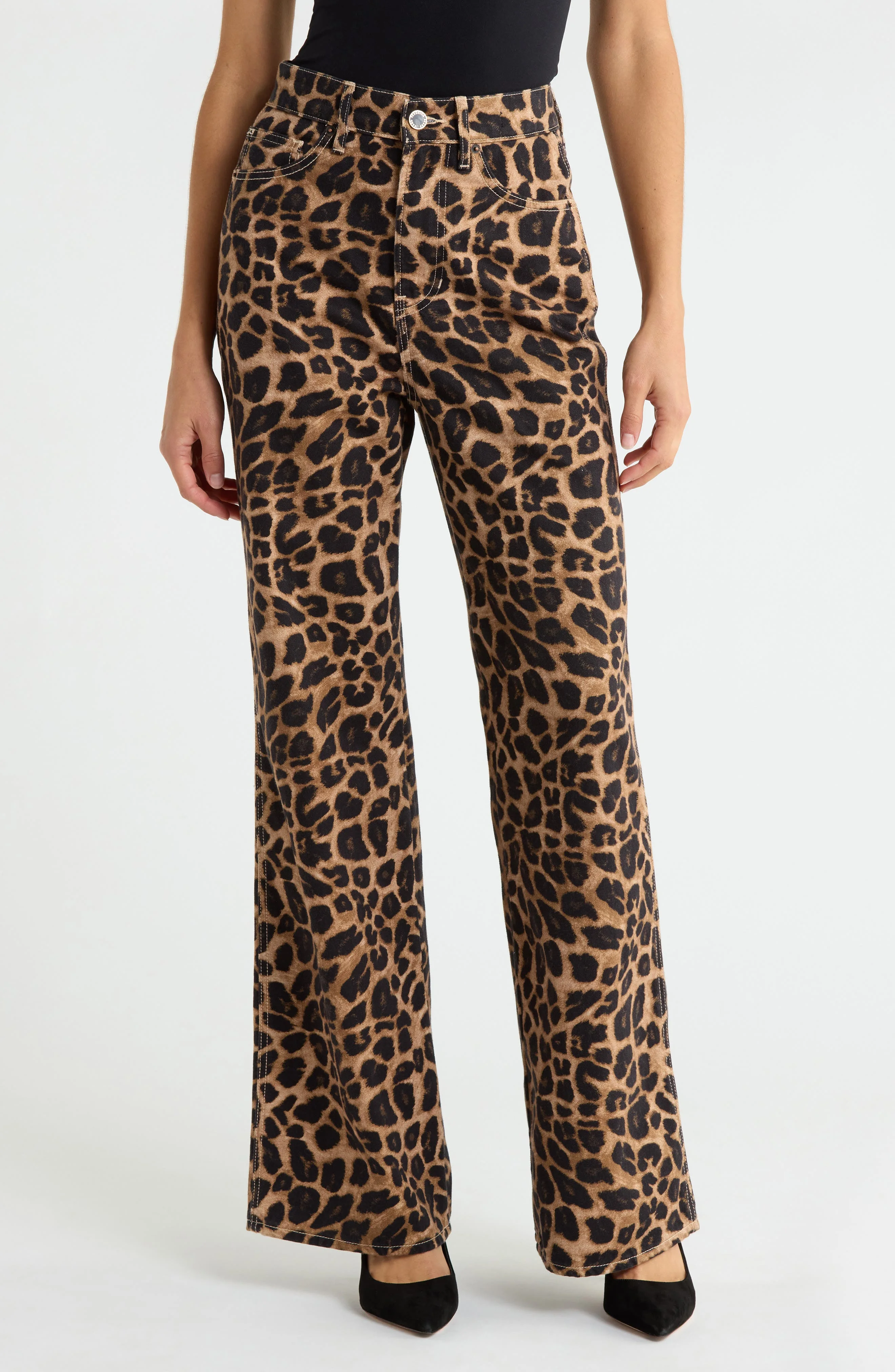 Veronica Beard Taylor High Waist Flare Jeans in Washed Leopard at Nordstrom - 1