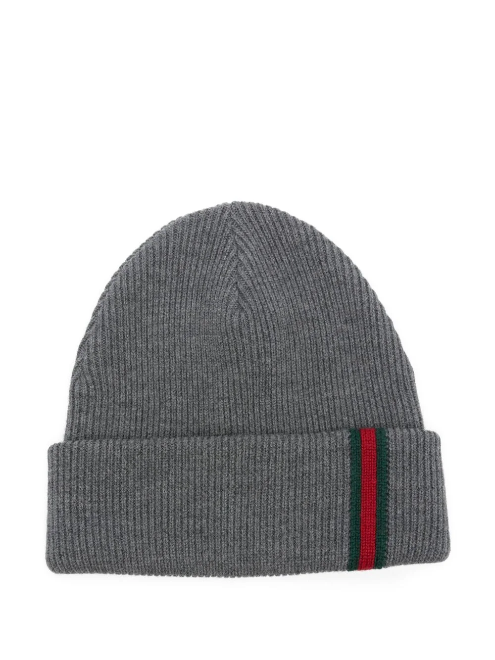 wool Web-stripe beanie - 1
