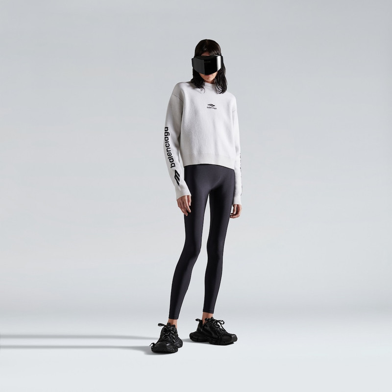 BALENCIAGA Women's 3b Sports Icon Cropped Crewneck in White/black outlook