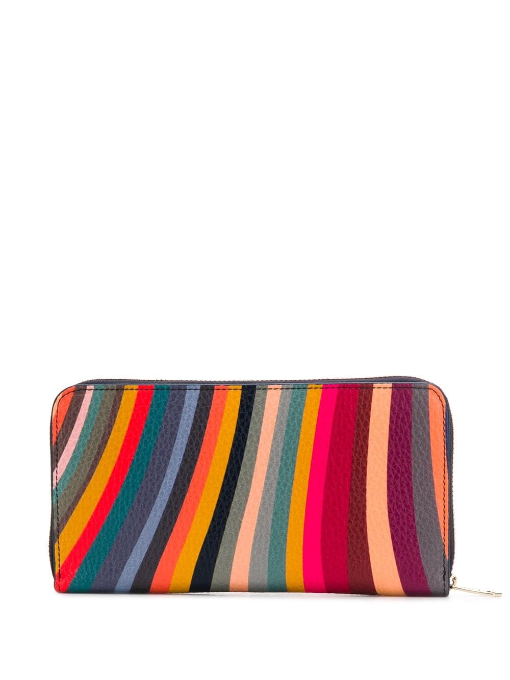 striped leather zip-up purse - 2