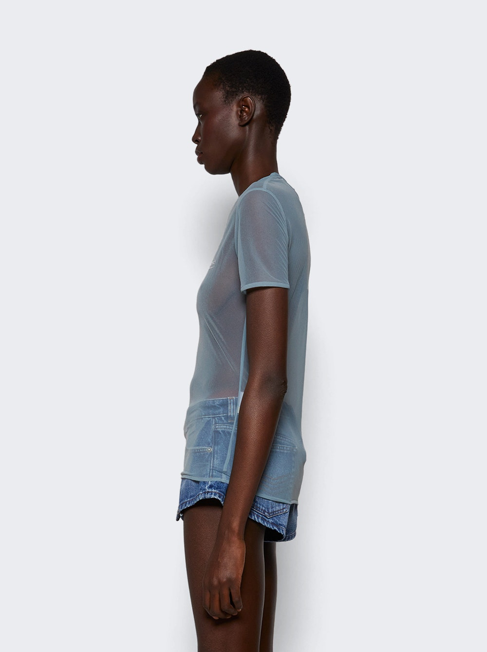 Mesh Crystal T-shirt Blue - 3
