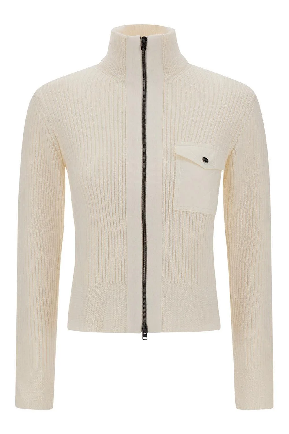 Nylon Trim Zip Cardigan - 1