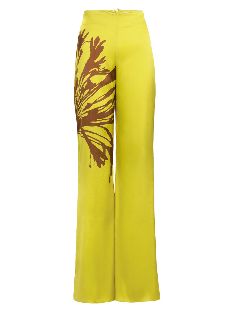 Women's Andie Dandelion Print Silk Pants - Yellow Dandelion 1