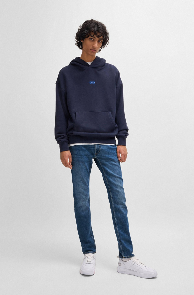 HUGO EXTRA-SLIM-FIT JEANS IN NAVY STONEWASHED STRETCH DENIM outlook