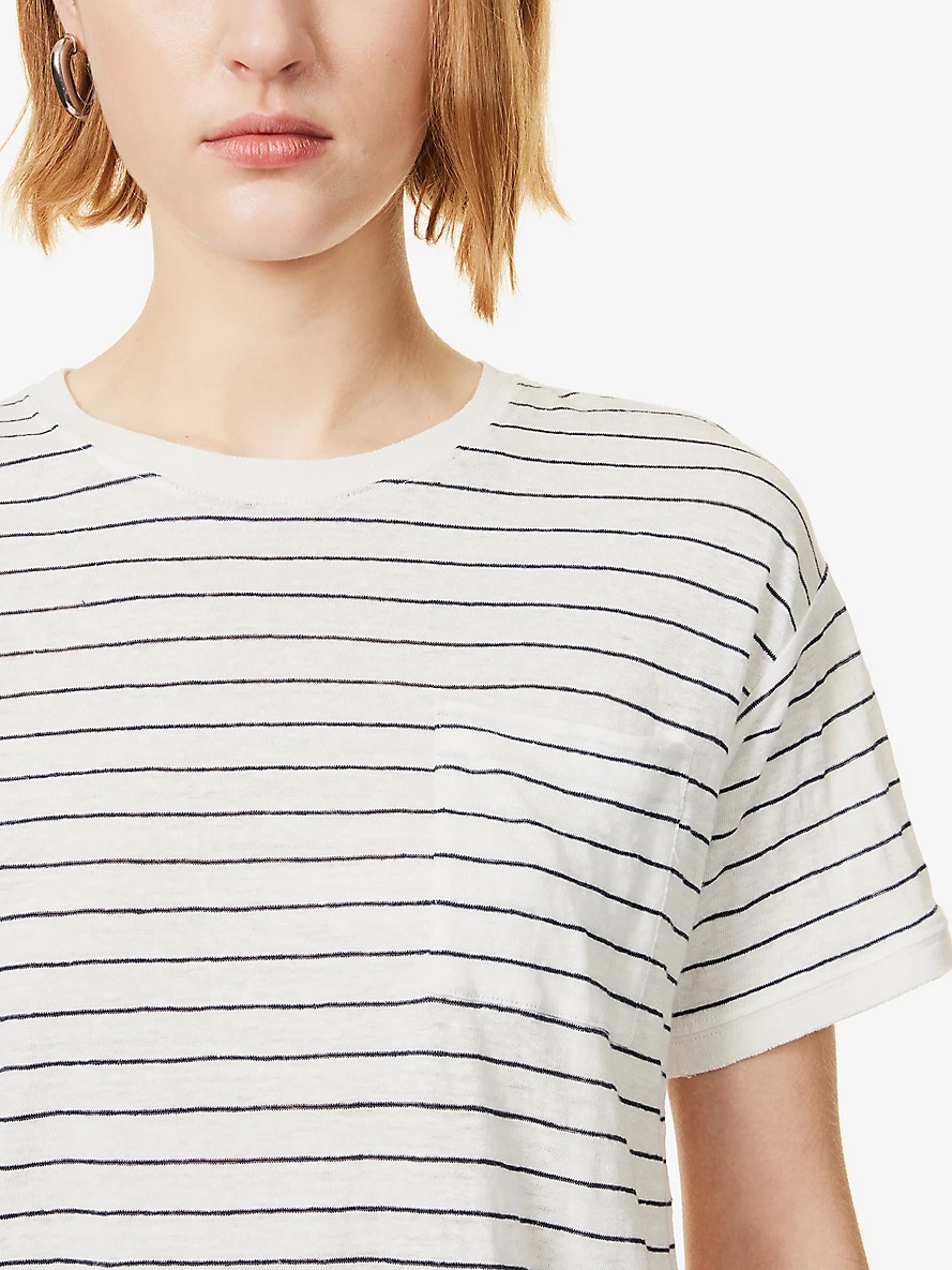 Pocket striped organic-linen T-shirt - 5