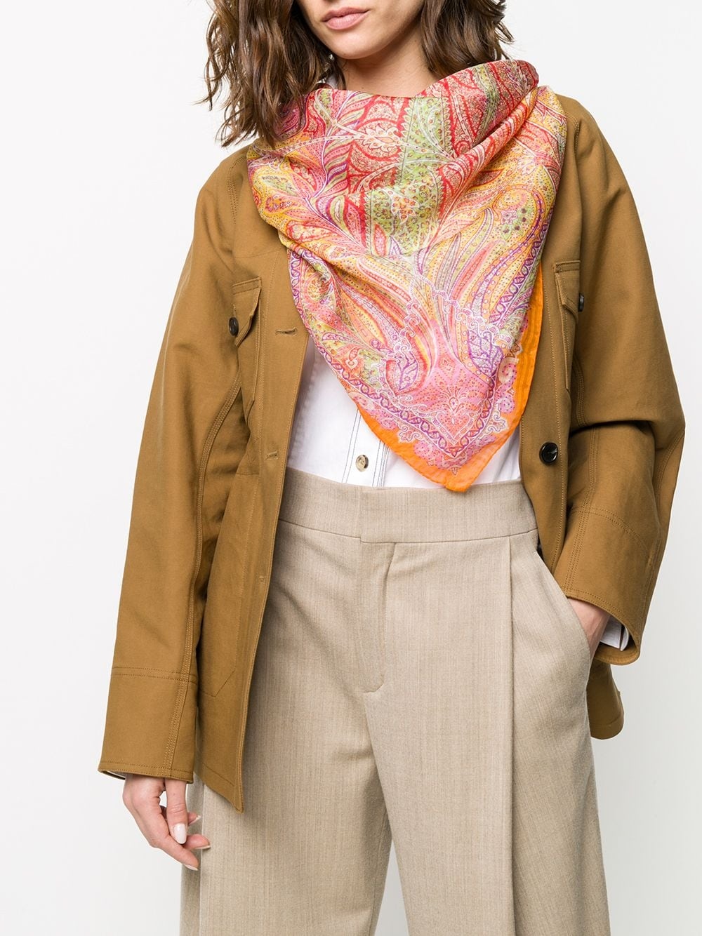 paisley-print silk scarf - 2