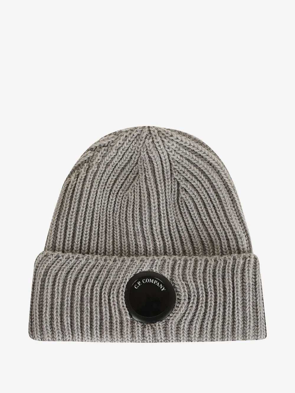 Lens-detail ribbed-knit beanie hat - 1