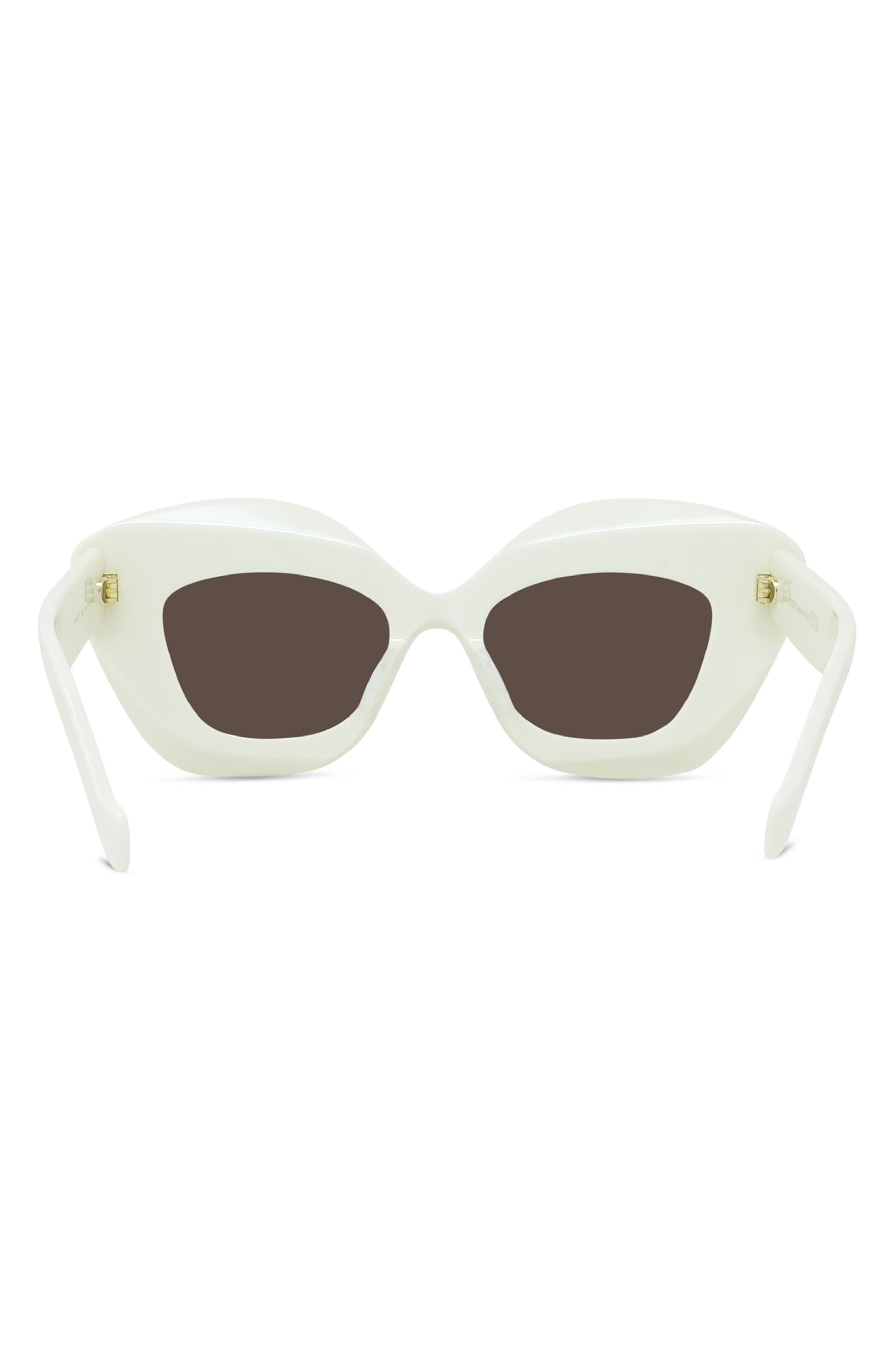 Loewe Anagram 48mm Small Cat Eye Sunglasses in Ivory /Brown at Nordstrom - 5