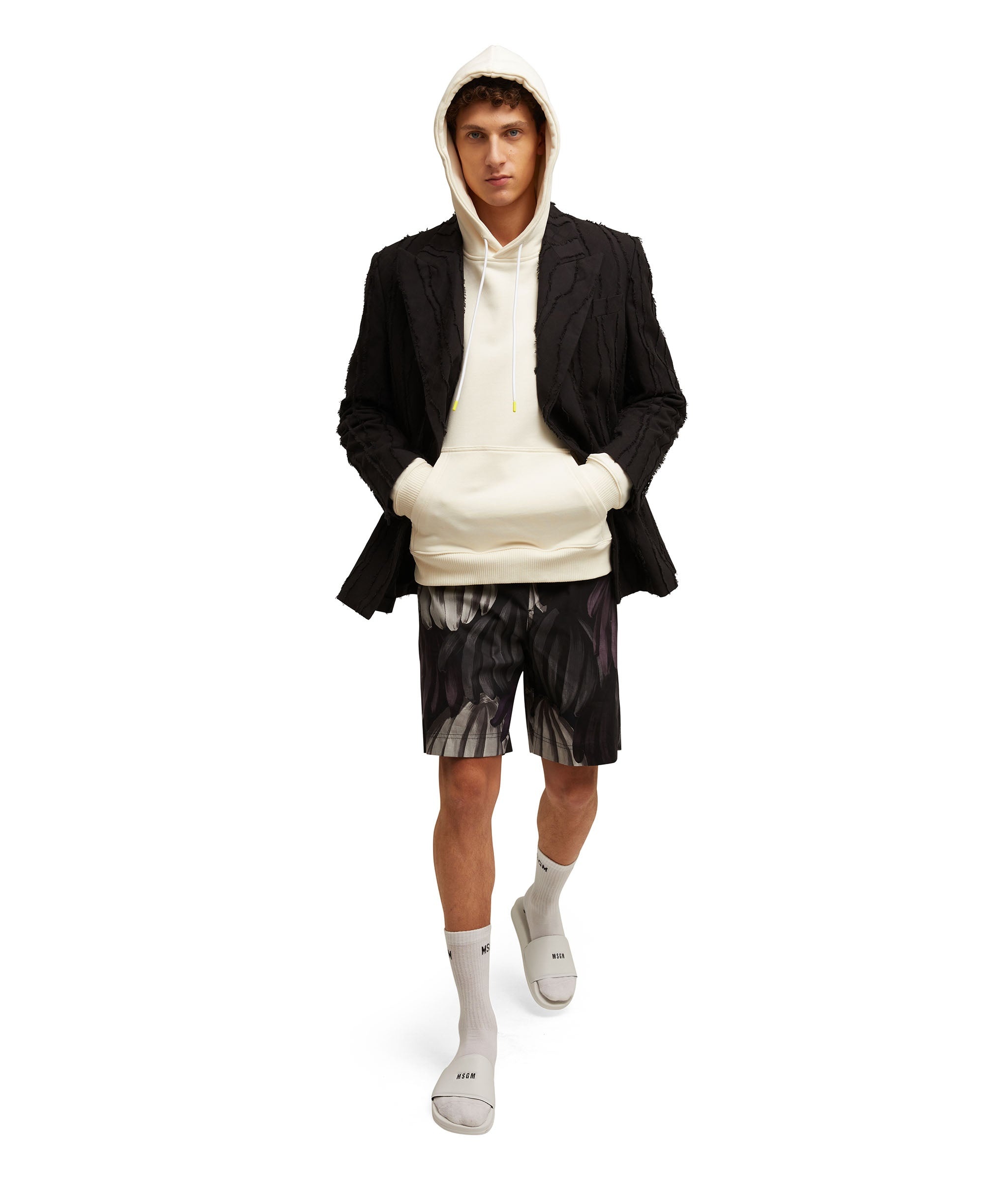 Poplin cotton Bermuda shorts with "Bananas" print - 5