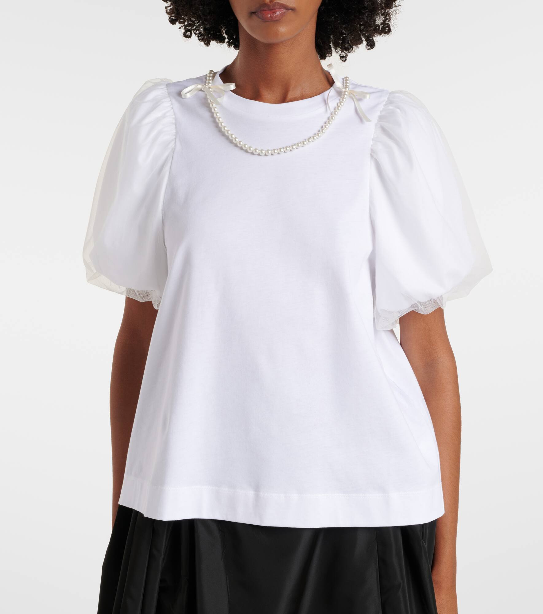 Puff-sleeve cotton jersey T-shirt - 5
