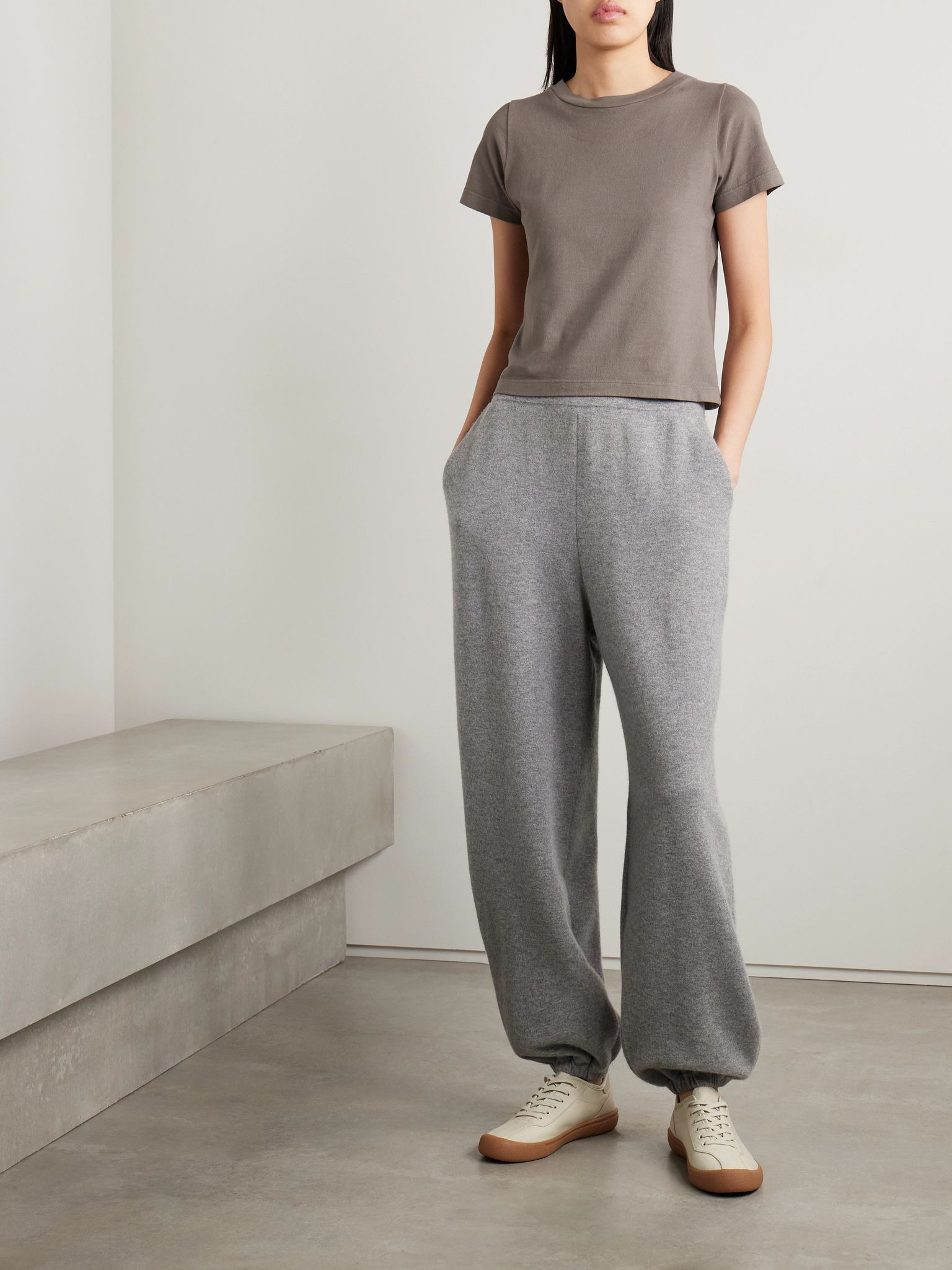 Tori cotton-jersey T-shirt Taupe - 2