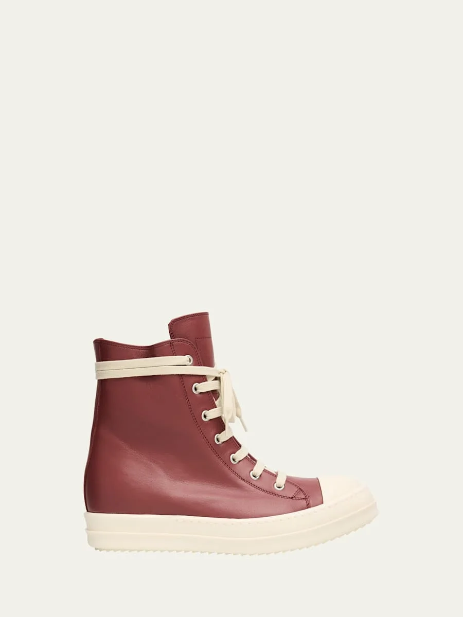Calf Leather Cap Toe High-Top Sneakers - 1