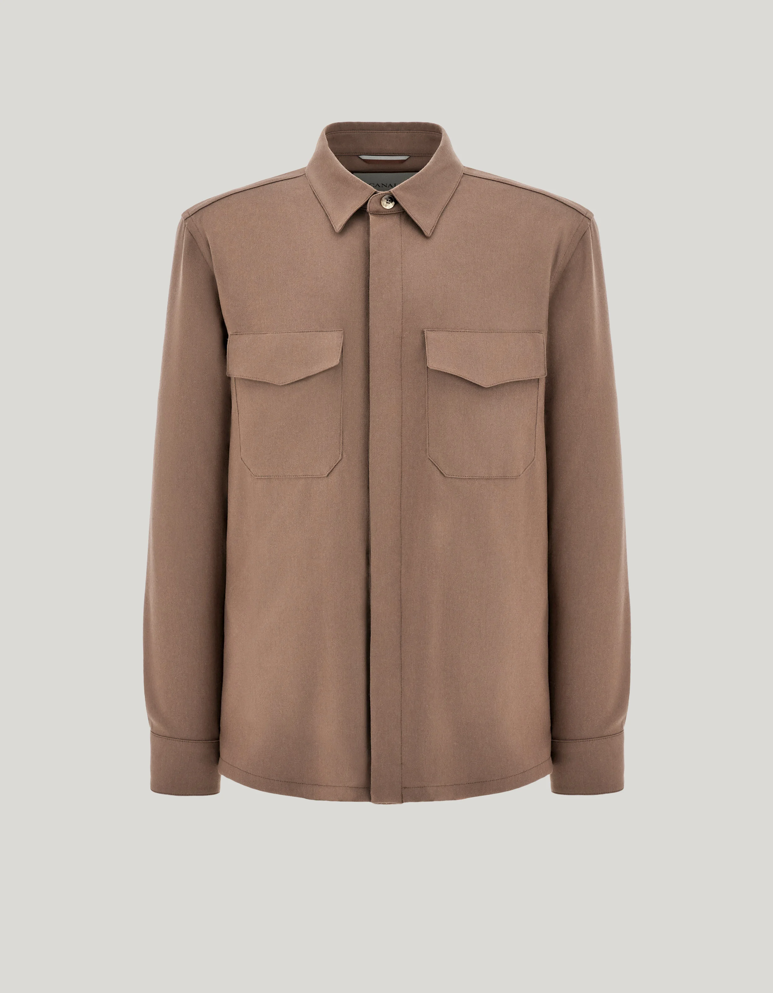 WALNUT WOOL FLANNEL RELAXED-FIT OVERSHIRT - 1