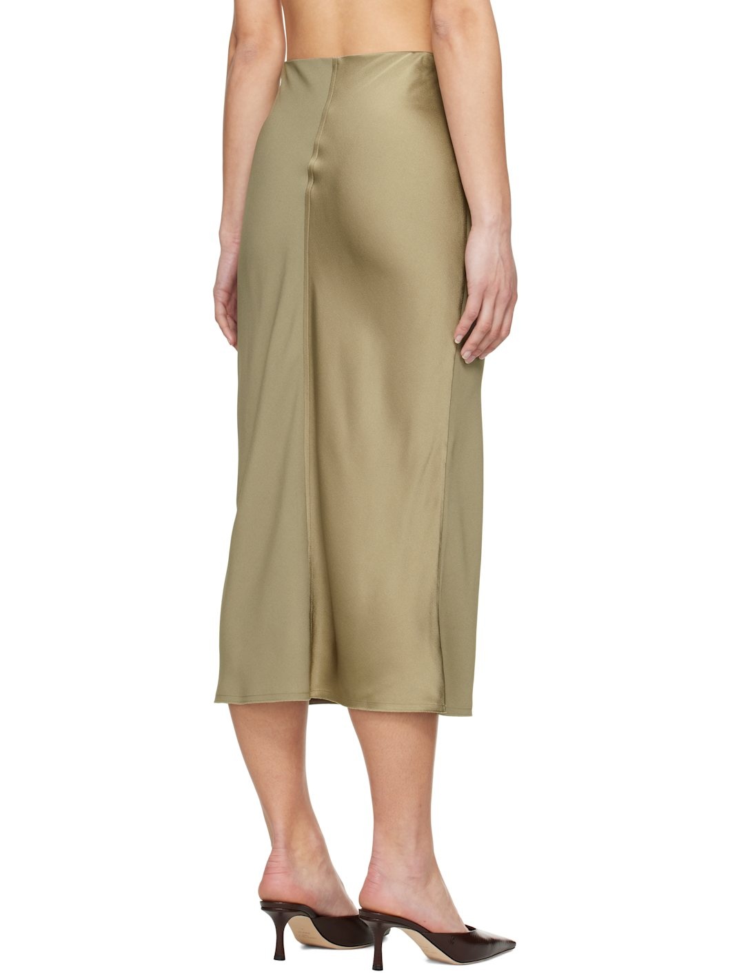 Taupe Straight Midi Skirt - 3