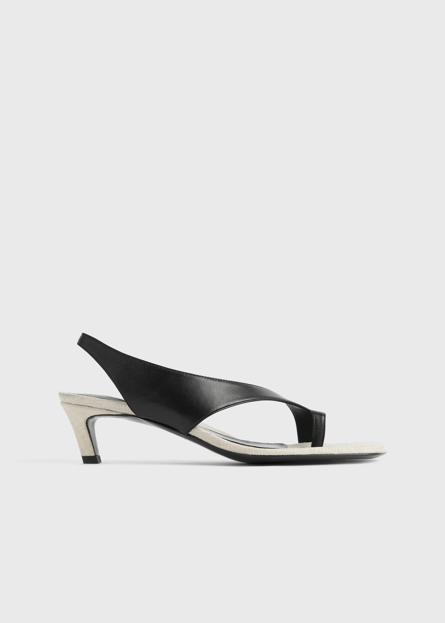 Leather heeled thong sandals black/sand - 8