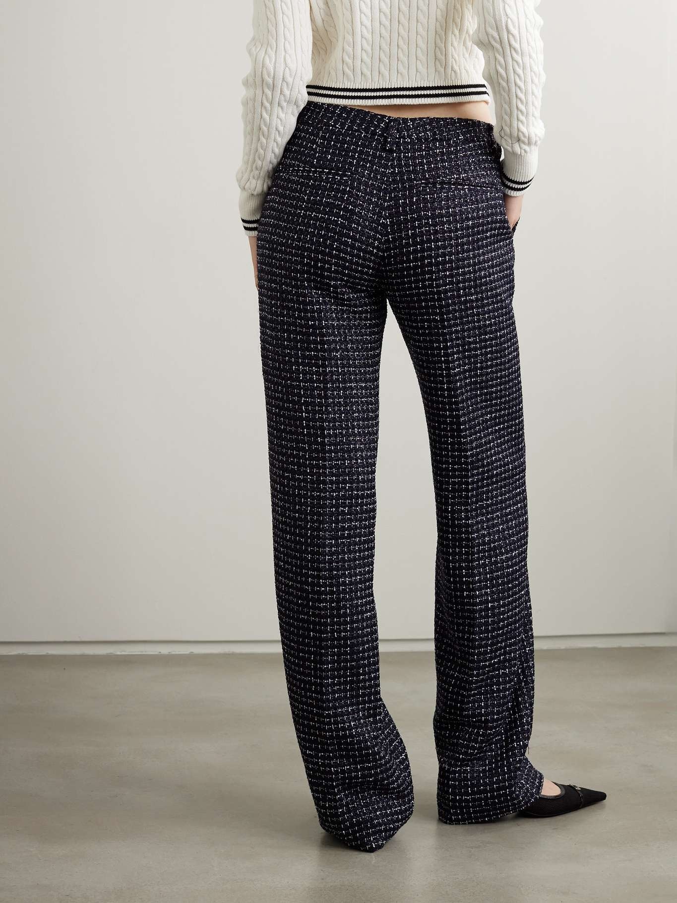 Sequin-embellished metallic tweed straight-leg pants - 3