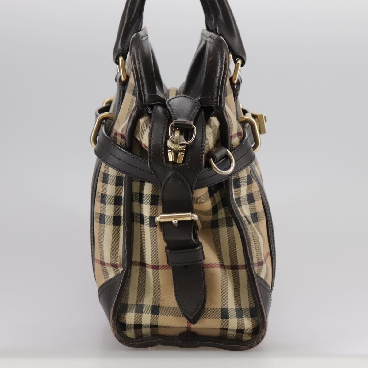 Burberry Nova Check Hand Bag Pvc Leather Beige - 4