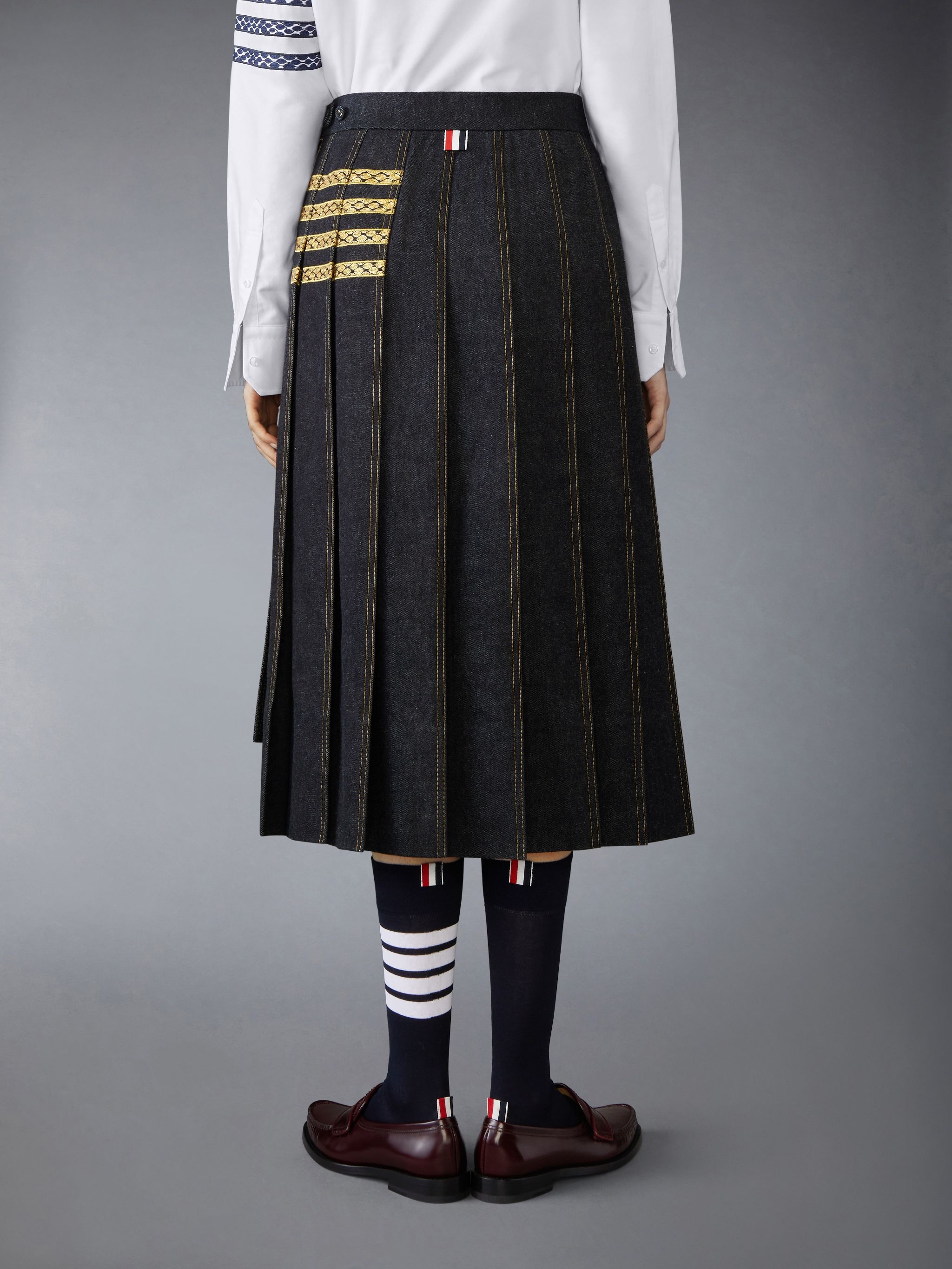 LUNAR NEW YEAR DENIM PLEATED SKIRT - 3