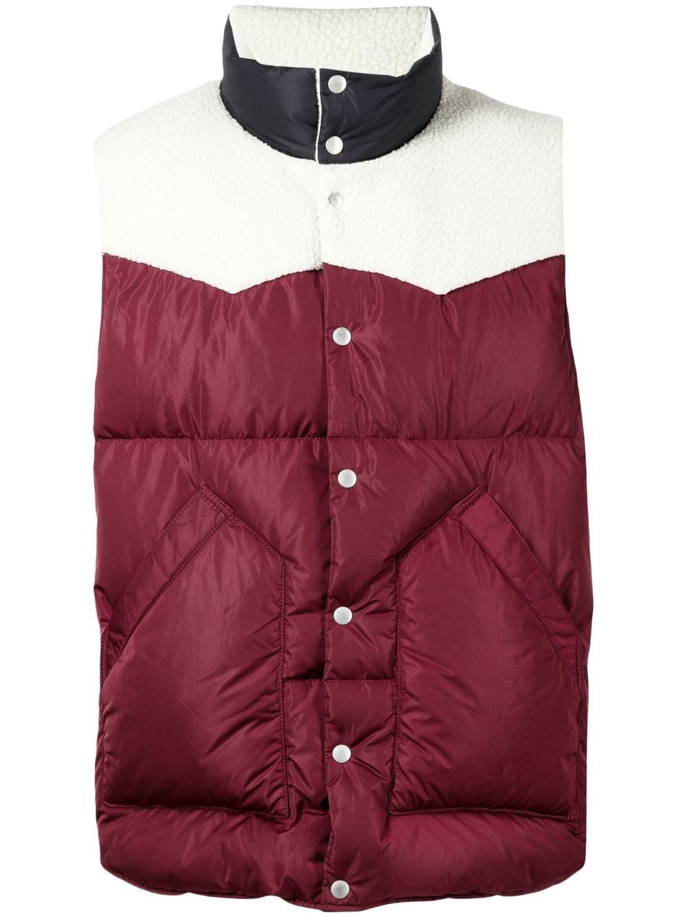 colour-block padded down gilet - 1