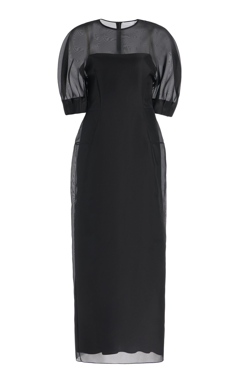 Coretta Sheer Dress with Slip in Black Silk Organza - 1