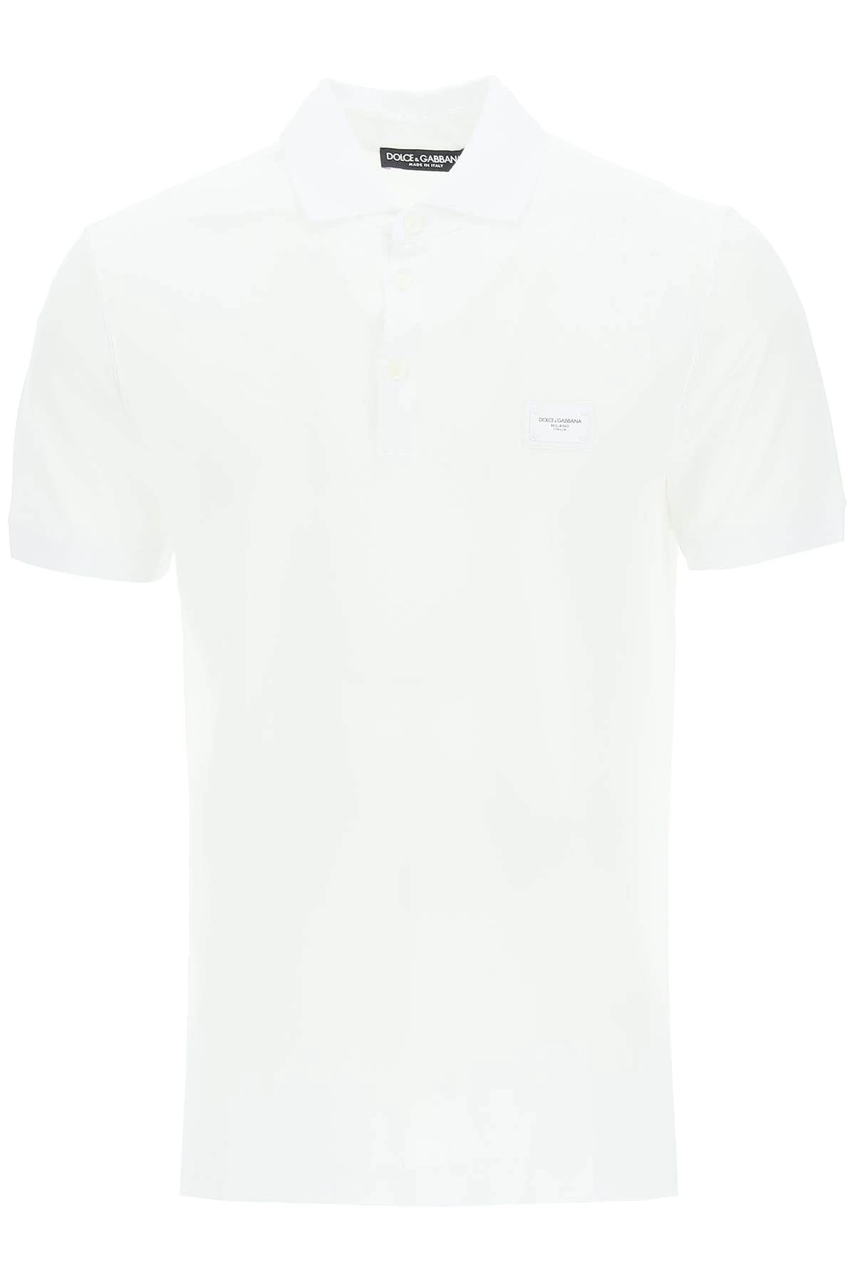 PIQUET POLO SHIRT WITH LOGO PLAQUE - 1