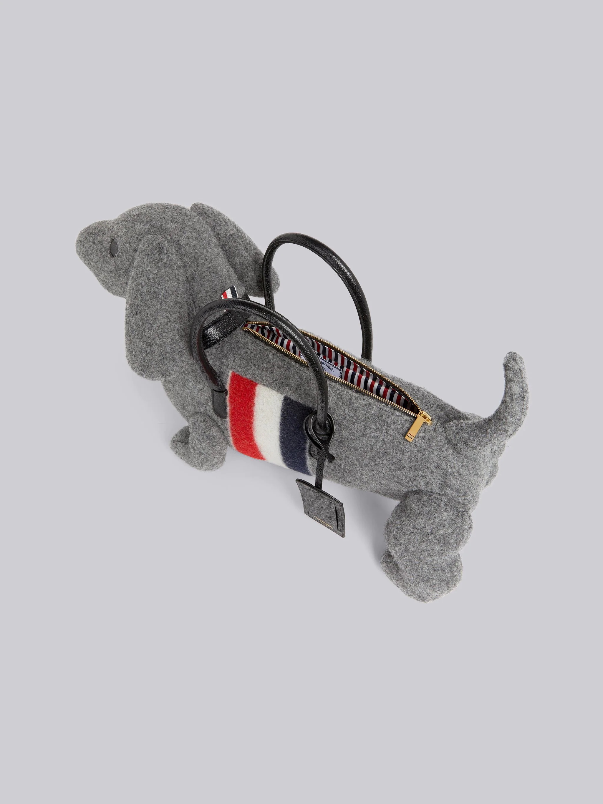 Medium Grey Boiled Wool Stripe Hector Bag - 5