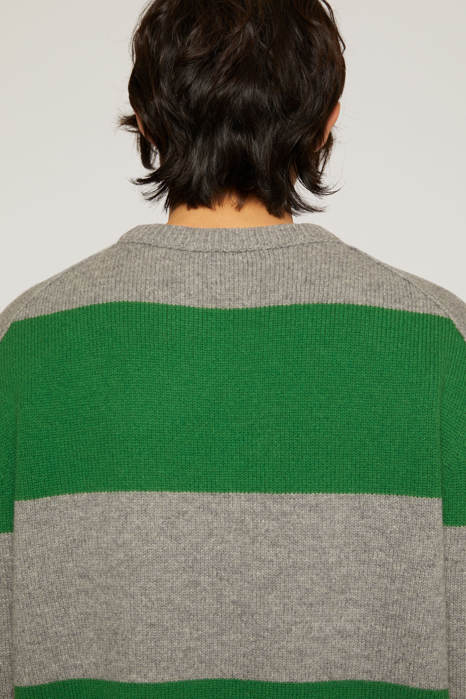 Block stripe sweater grey melange/deep green - 6