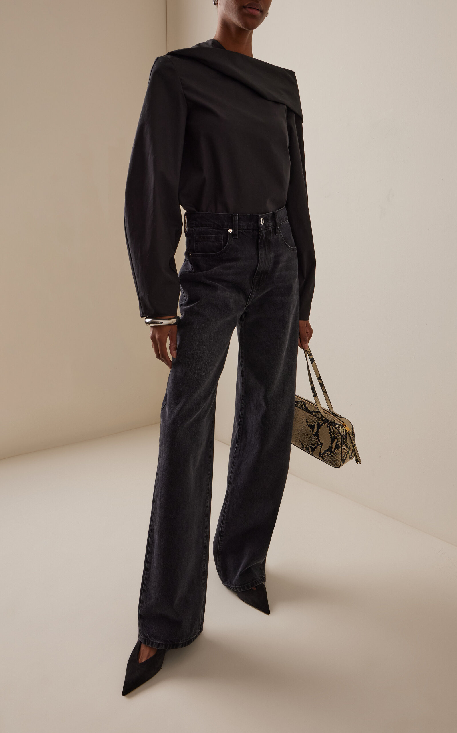 The Callan Mid-Rise Wide-Leg Jeans black - 2