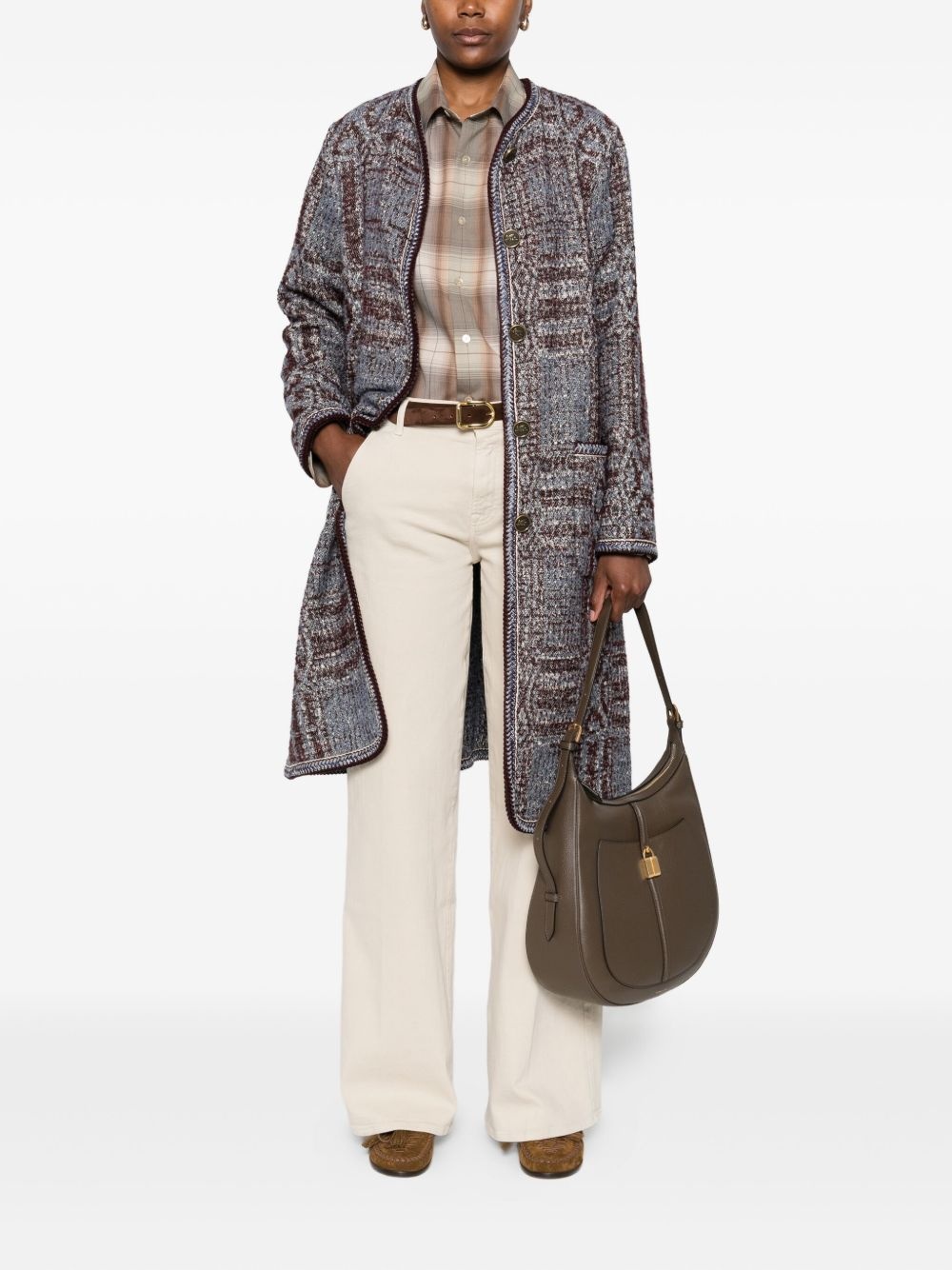 bouclé jacquard coat - 2