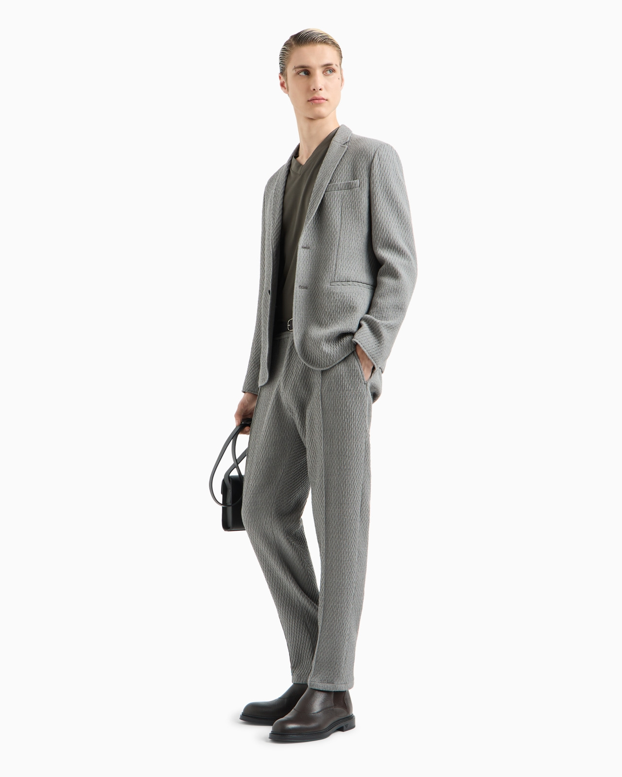 Single-breasted jacket in a 3D-effect virgin-wool stretch jersey knit - 4
